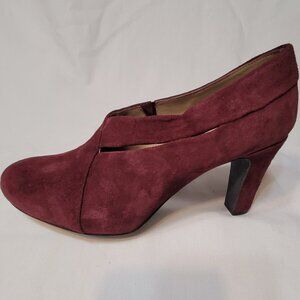 Eileen Fisher Burgundy Suede Leather Dressy High Heel Ankle Bootie Size 9